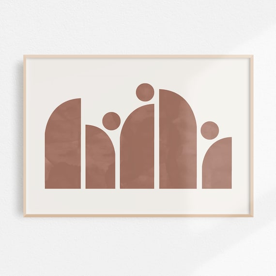 Mid Century Print Terracotta Wall Art Geometric Wall Art Minimalist Print Neutral Wall Art Print Art
