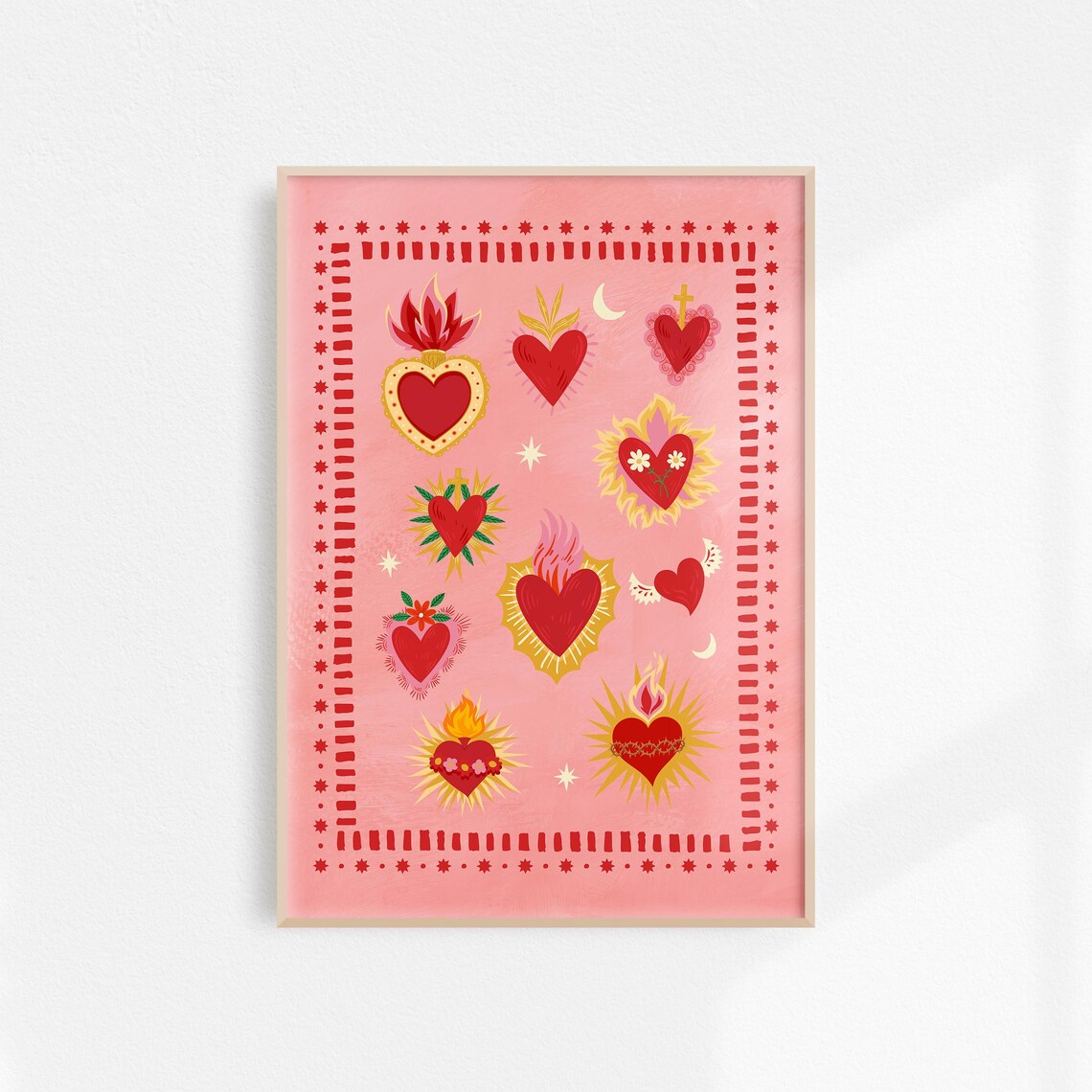 Sacred Heart Art Love Poster, Maximalist Valentine Print - Image 2