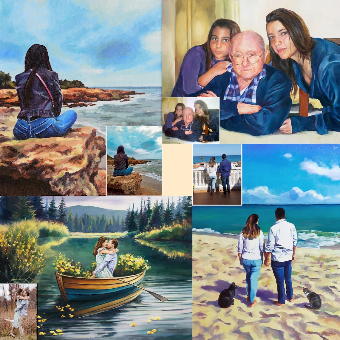 Custom People Portrait With Landscape, Oil Painting Print - Image 4