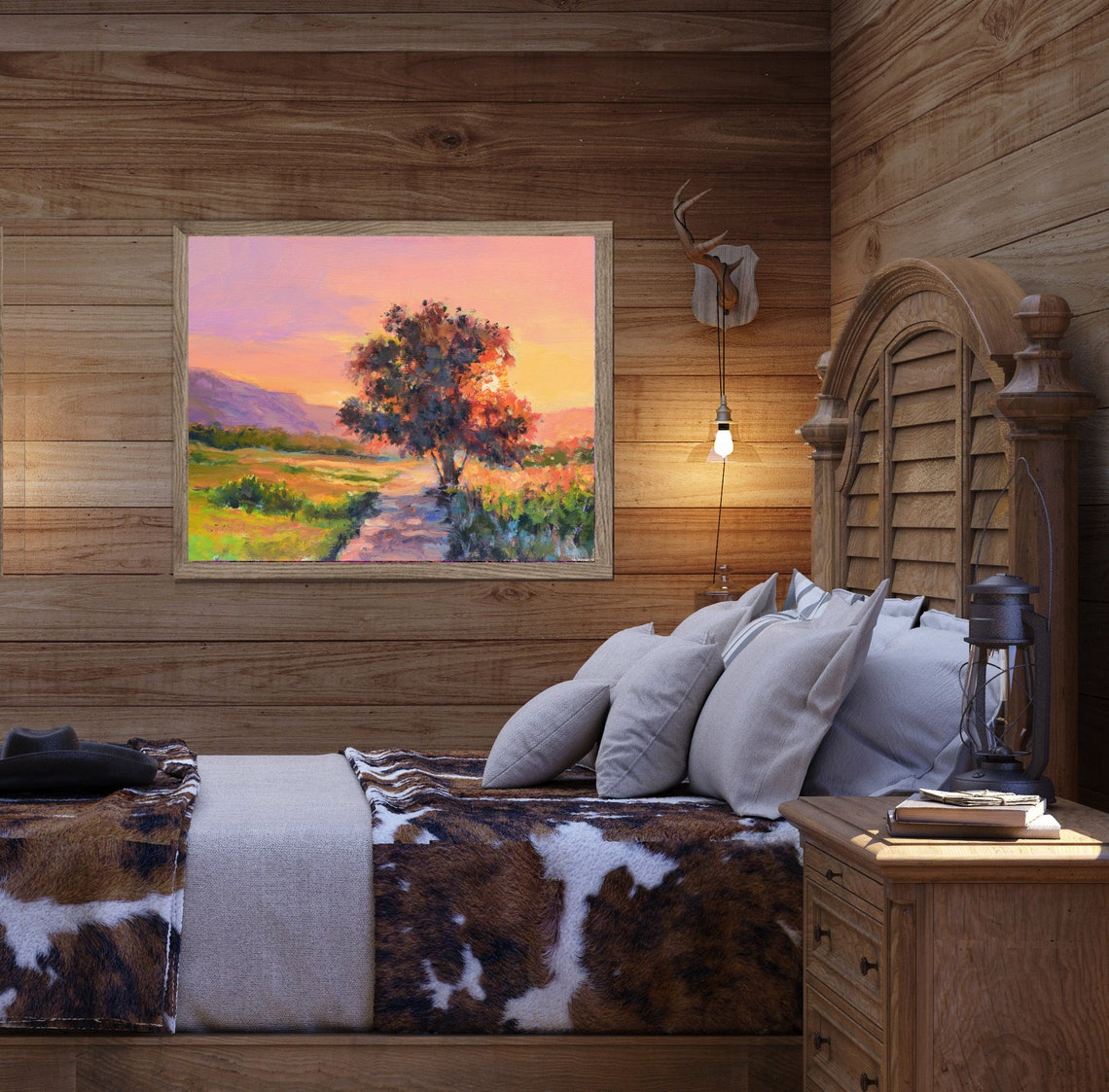 Sunshine Painting Print Summer Landscape Trees Painting Country Colorful Sunny Day Oil Painting Gold Sun Spring Home Decor Art Print - Image 3