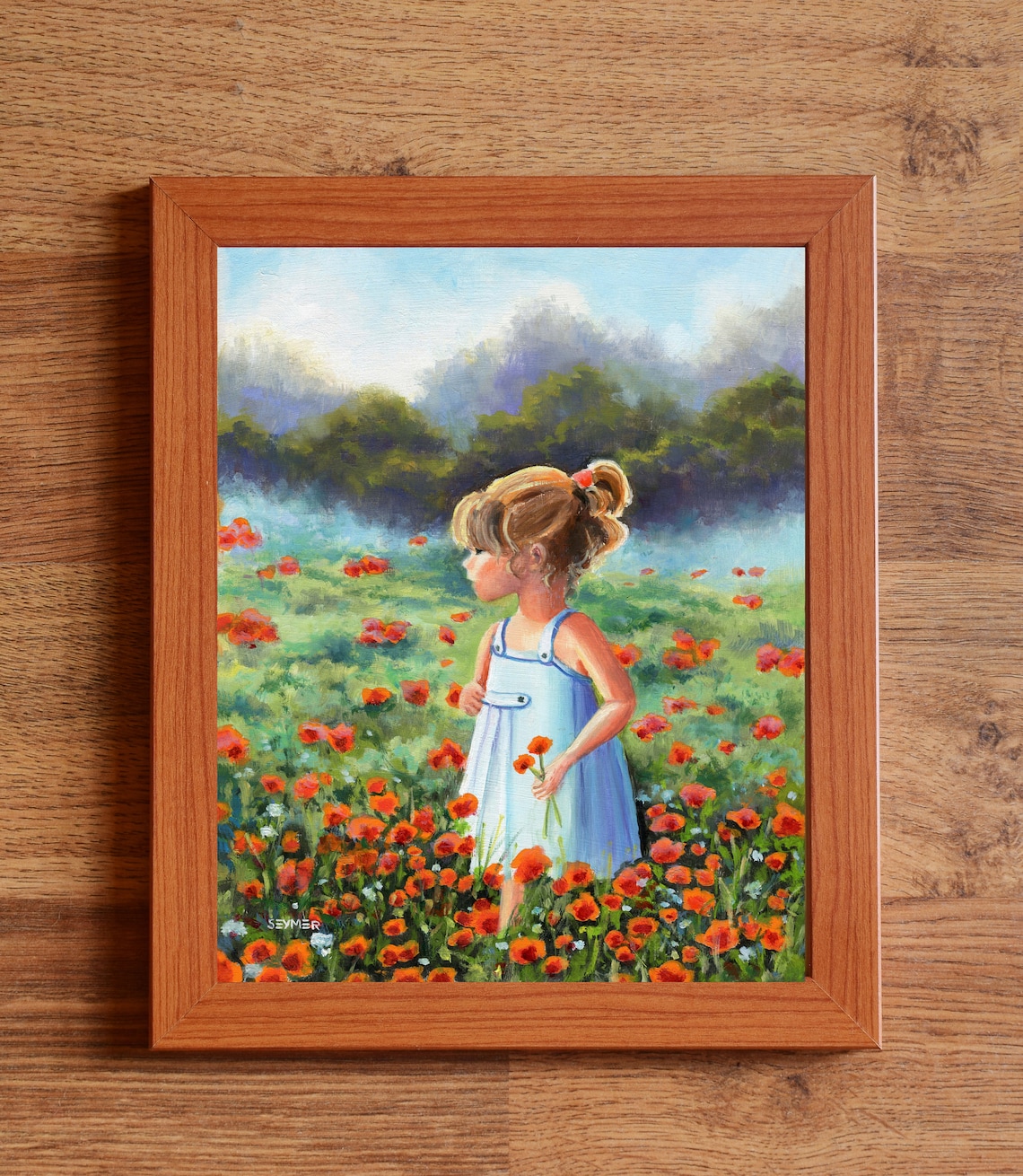 Little Girl in Poppy Field, Country Nursery Art Print - Image 6