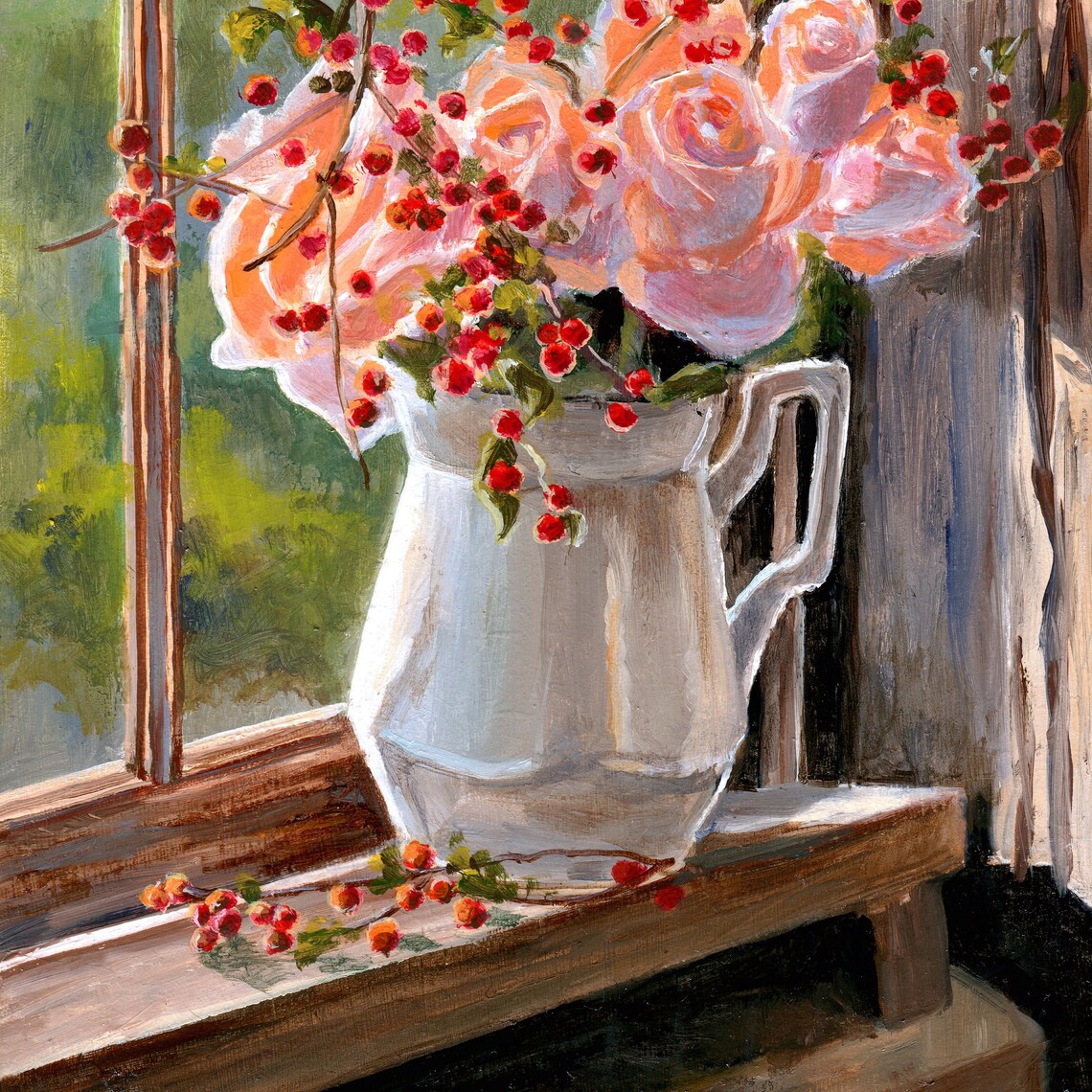Flowers Still Life Oil Painting Print, Vintage Floral Bouquet - Image 4