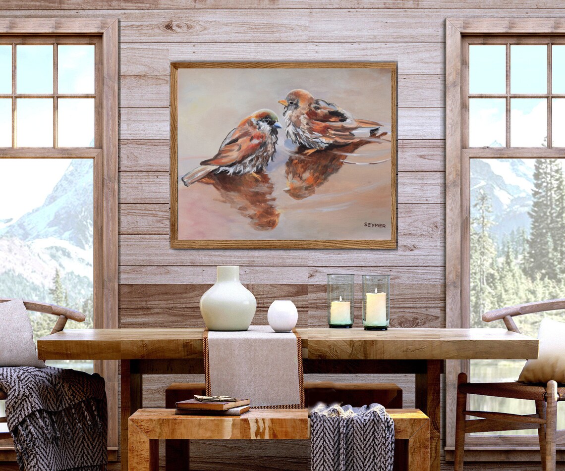 Sparrow Oil-Painting-Style Art Print, Vintage Decor - Image 2