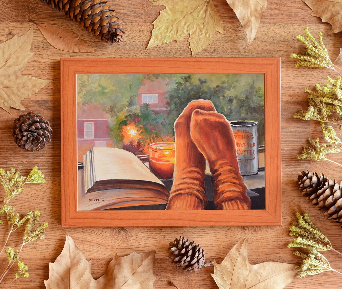 Coffee Still Life Painting, Autumn Morning Art Print - Image 3