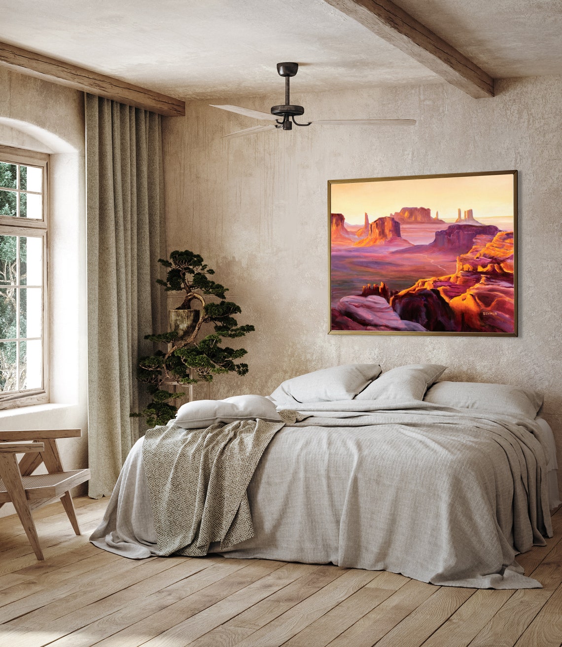Monument Valley Glowing Sunset Desert Buttes Landscape Poster - Image 2