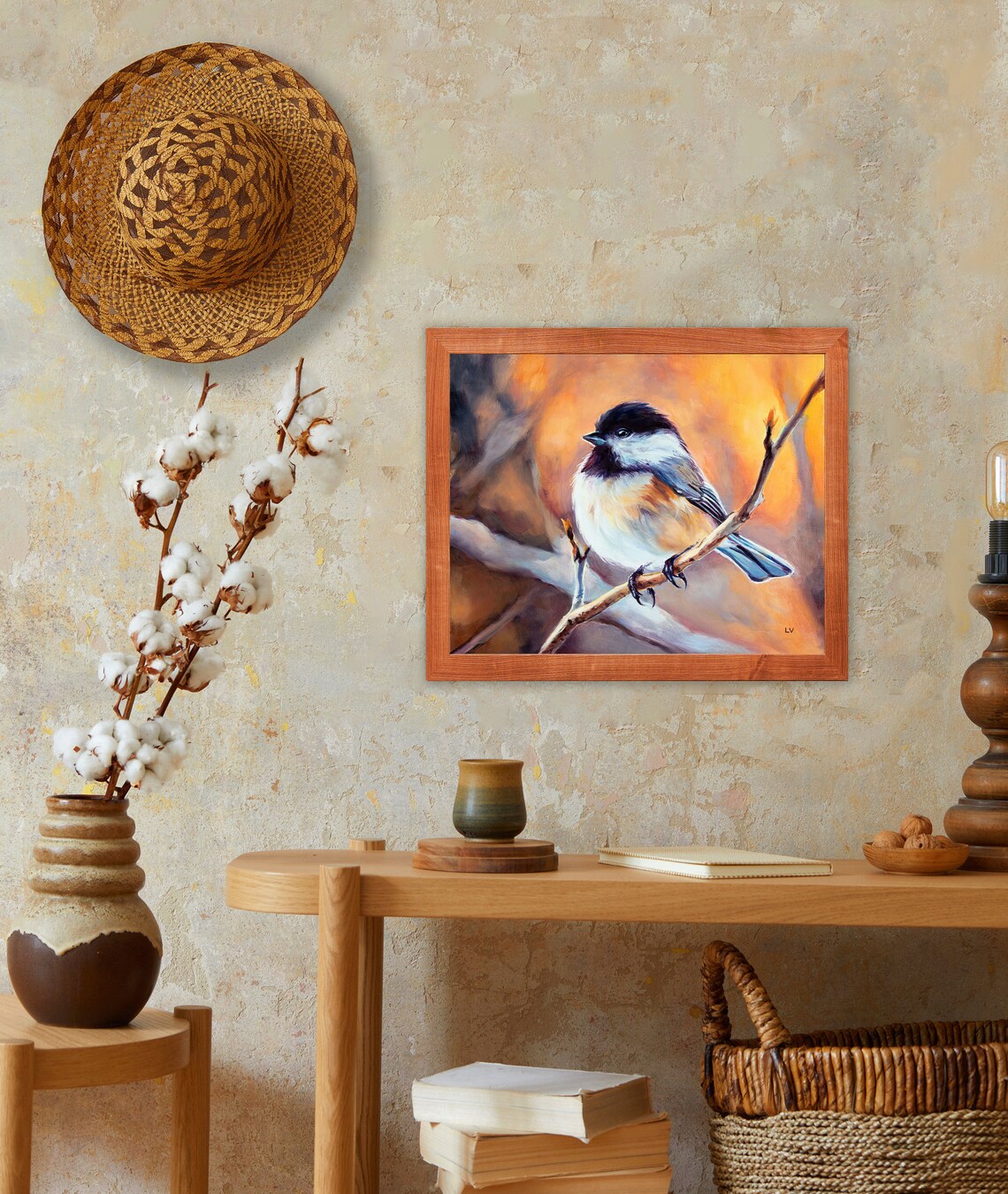 Black Capped Chickadee Farmhouse Kitchen Art Print - Image 3
