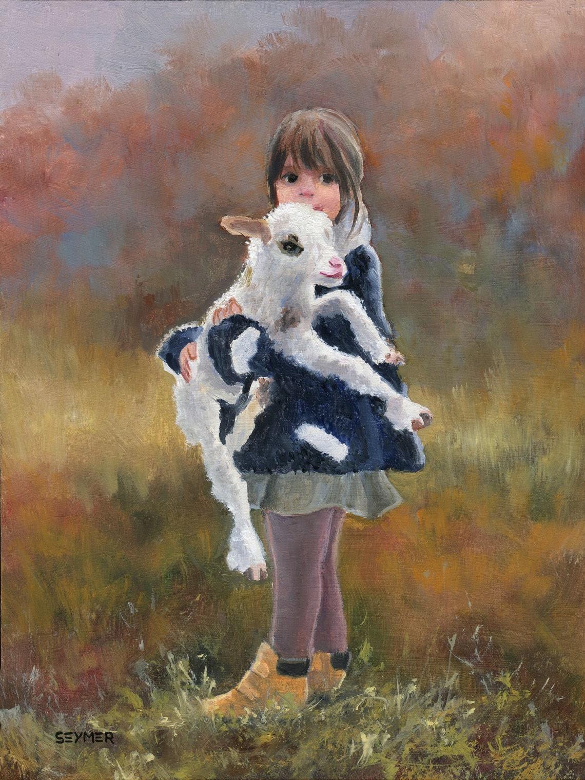 Vintage Farmhouse Art Print Tender Girl With Lamb Farm Animals Nursery Art Farmland Painting Country House Decor Farmhouse Vintage Art - Image 6