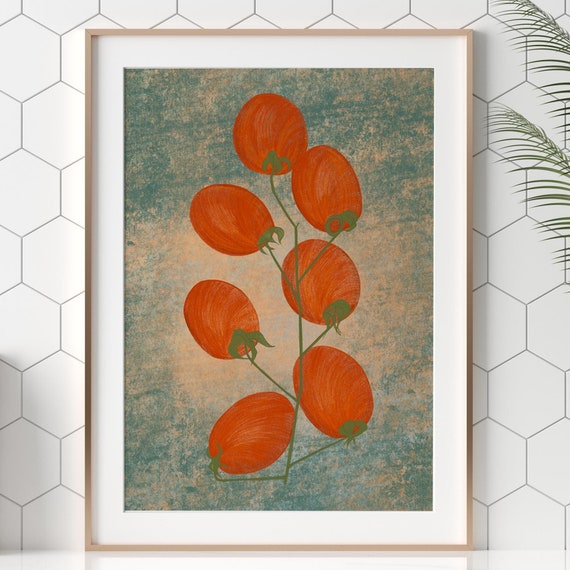 Vine Tomatoes Illustration Vintage Print Wall Art