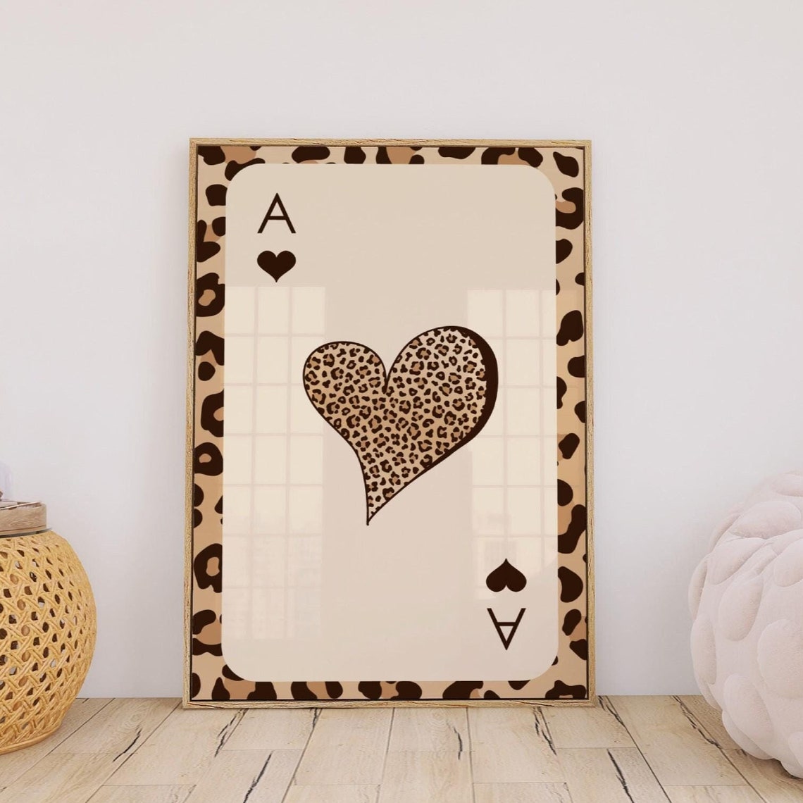 Leopard Ace of Hearts Playing Card Coquette Girly Room Poster - Image 2