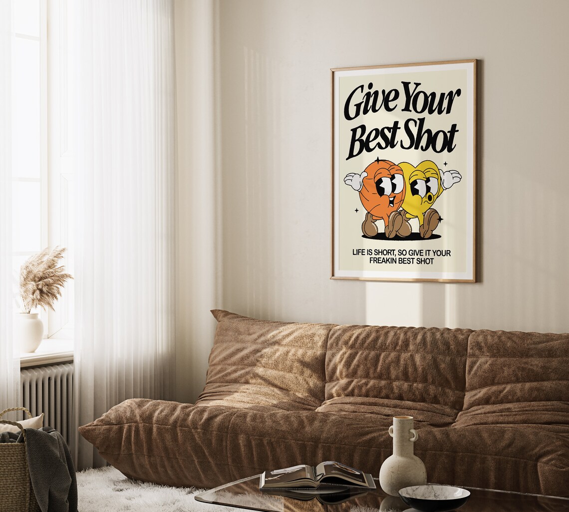 Give Your Best Shot Retro Cartoon Mascot Motivational Poster - Image 3