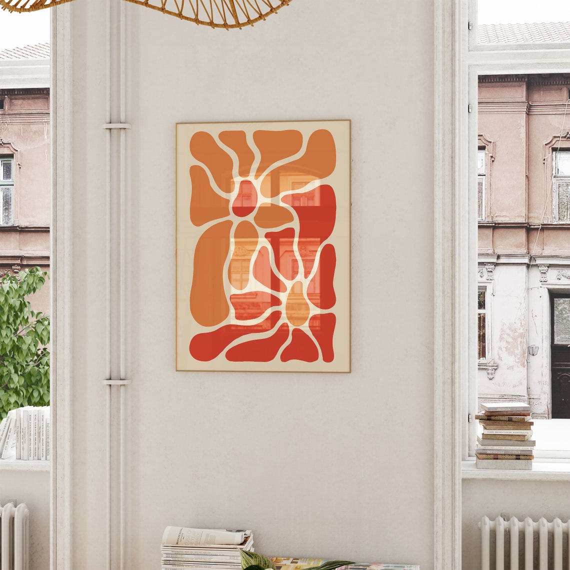 Matisse Style Red Orange Organic Pebble Shapes Decorative Poster - Image 4