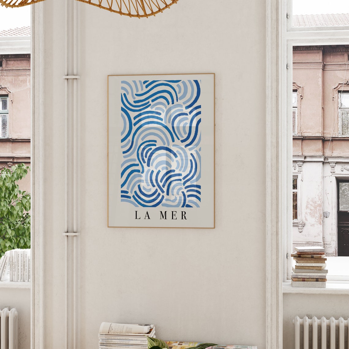 La Mer Blue Wave Arcs Abstract Ocean Coastal Decorative Art Poster - Image 6