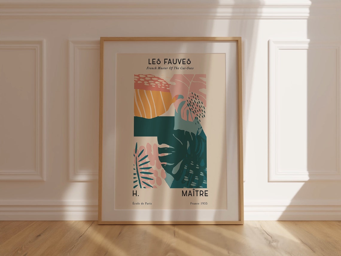 Les Fauves Tropical Leaf Cut Outs French Art Gallery Style Poster