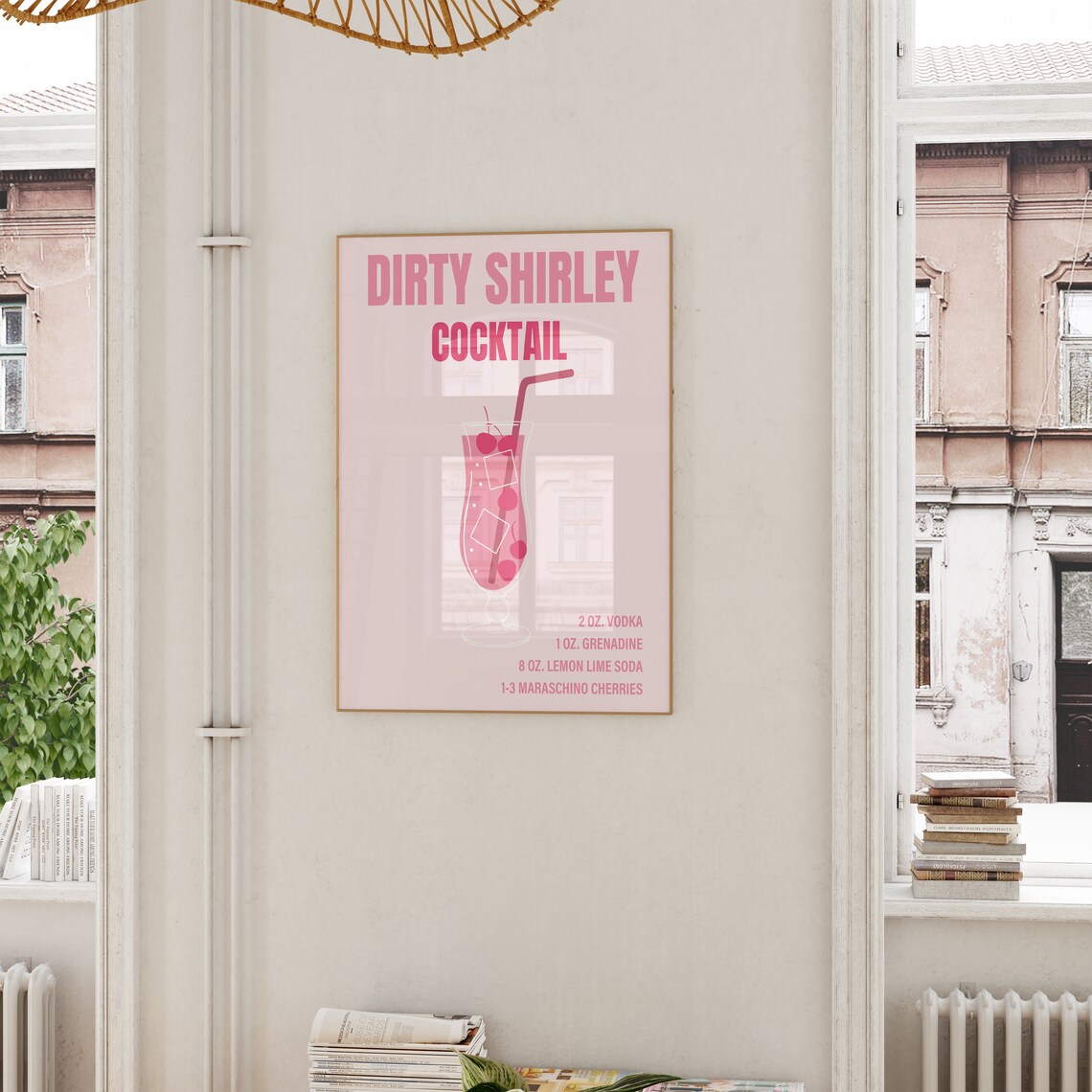 Dirty Shirley Cocktail Recipe Blush Pink Retro Bar Drink Poster - Image 6