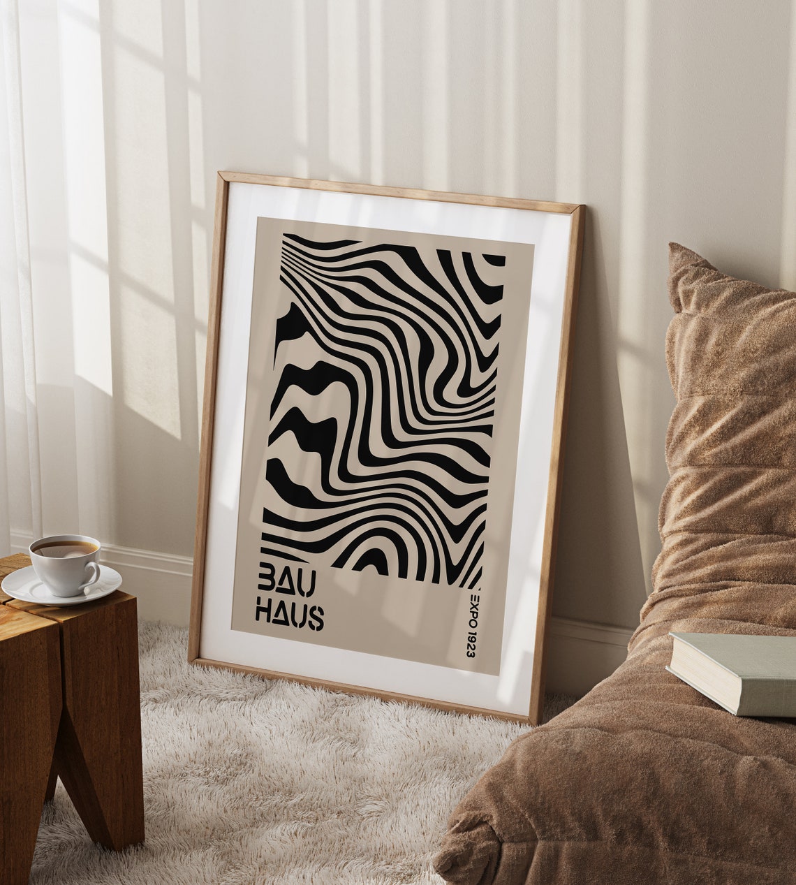 Bauhaus Expo 1923 Black Wavy Lines Bold Modernist Art Poster - Image 3