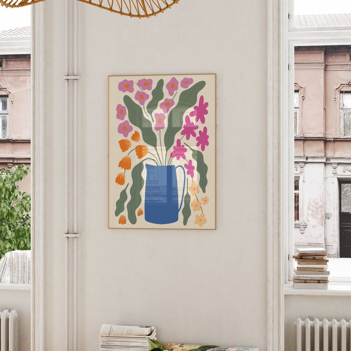 Blue Pitcher Colorful Floral Bouquet Still Life Gallery Poster - Image 5