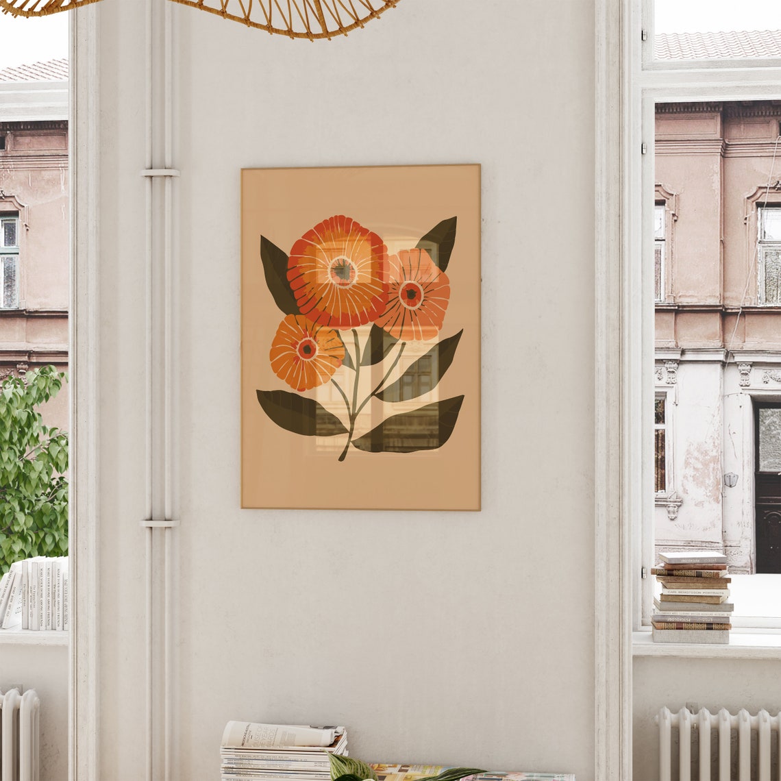 Bold Orange Poppy Flower Botanical Abstract Minimalist Art Print - Image 3