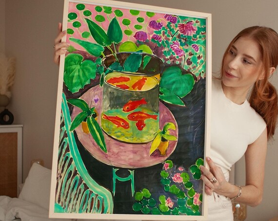 Henri Matisse Goldfish Fauvism Painting Print Funny Cat Art Modern Colorful Poster Vibrant Art Print Wall Art