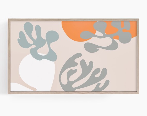 Matisse Style Mid Century Abstract Shapes Beige Orange Boho Poster