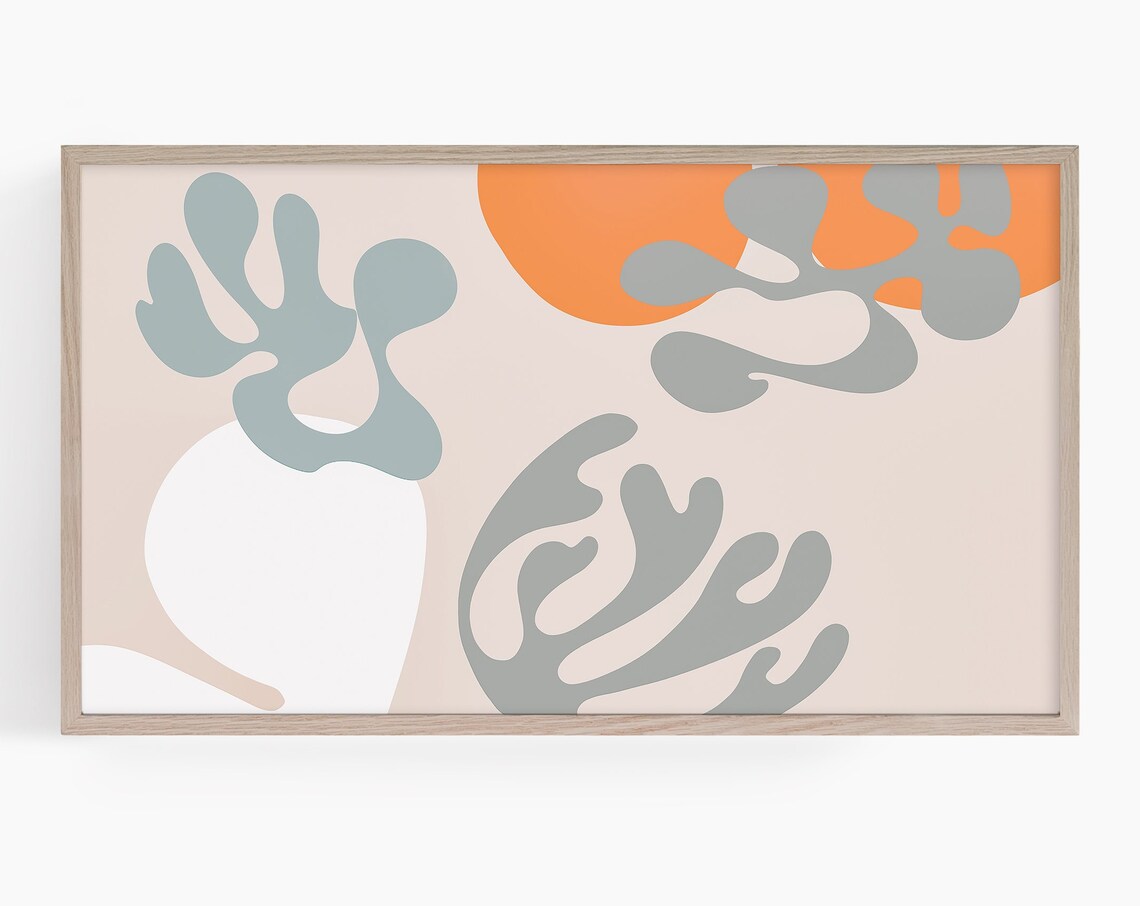 Frame Tv Art Matisse Mid Century Modern Shapes Neutral Tv Art Abstract Beige Orange Boho
