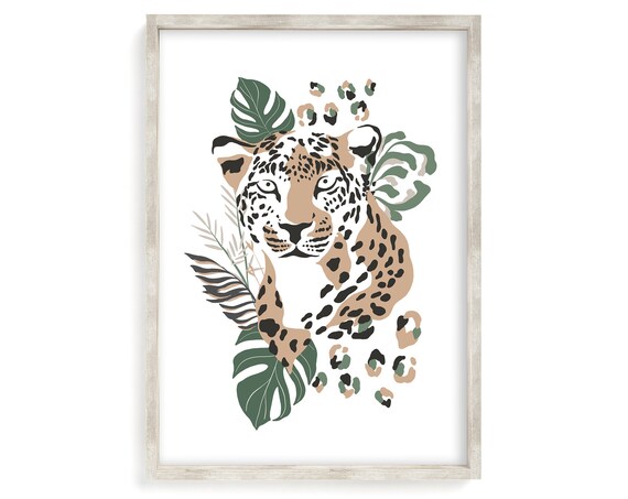 Jungle Leopard Botanical Boho Safari Art Print