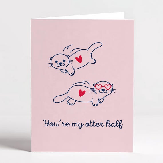 Anniversary Card Otter Hug Greeting For Loved Ones Valentines Day