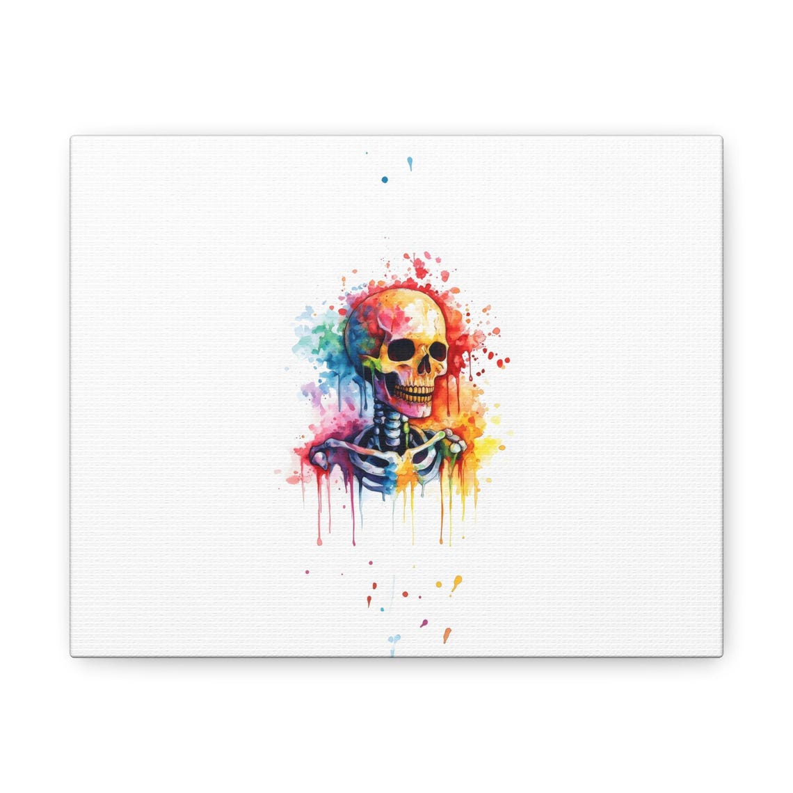 Rainbow Watercolor Skeleton Skull Dripping Paint Party Poster - Image 2