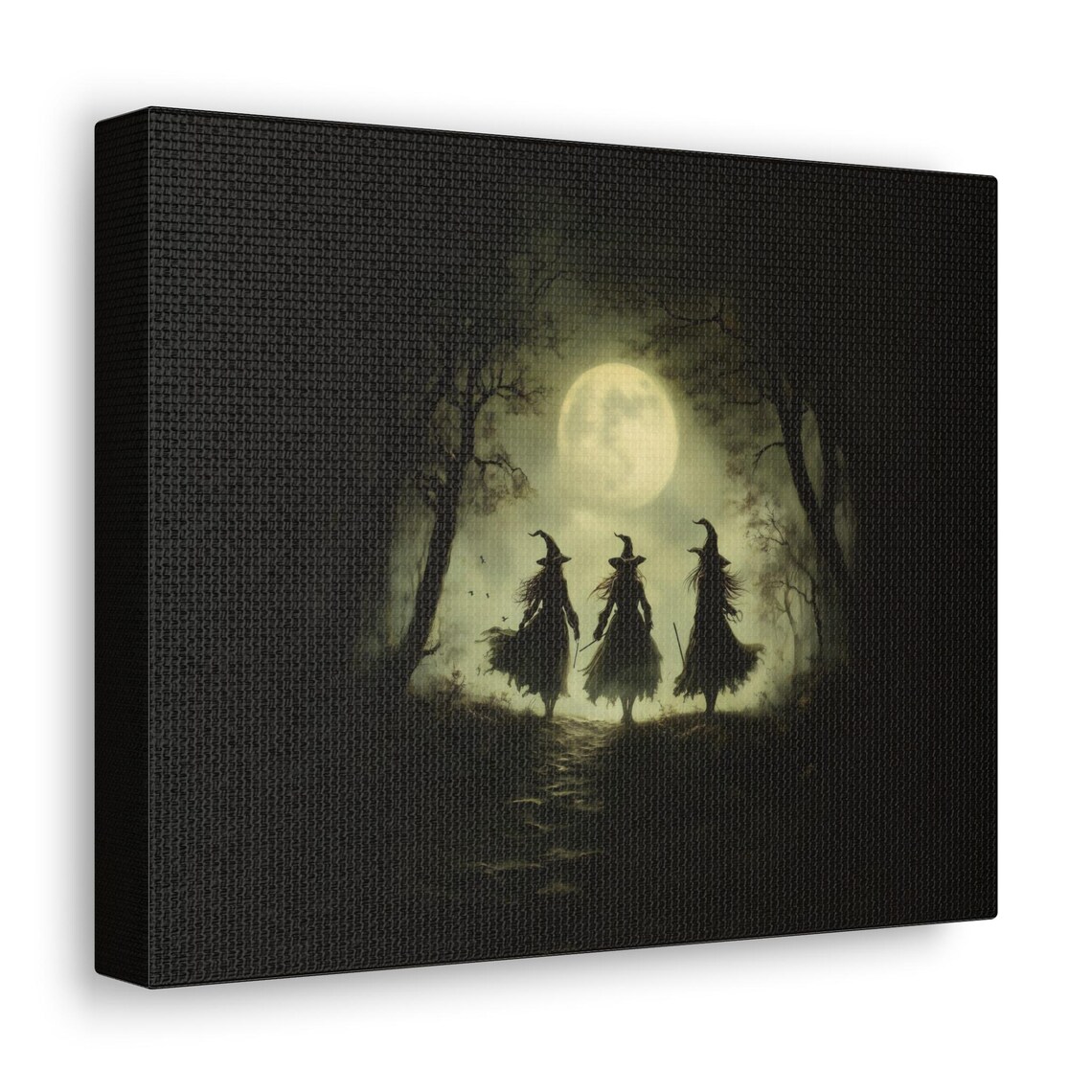 Three Witches Moonlit Forest Walk Spooky Gothic Halloween Poster - Image 2