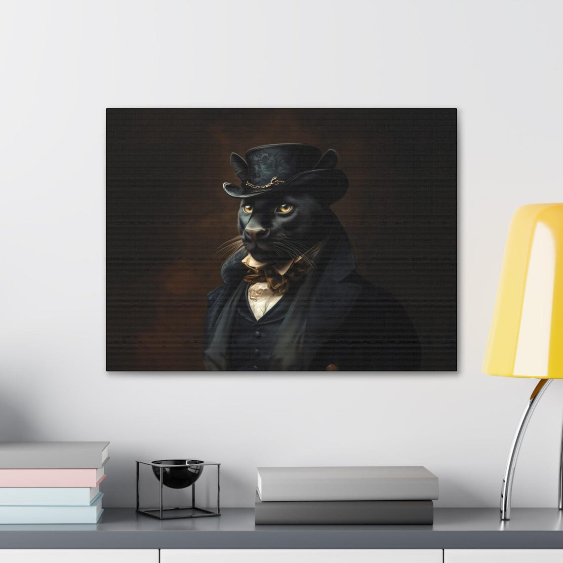 Maximalist Eclectic Victorian Panther Print Bold Altered Animal Portrait Fantasy Fun Colorful Renaissance Rustic Art - Image 2