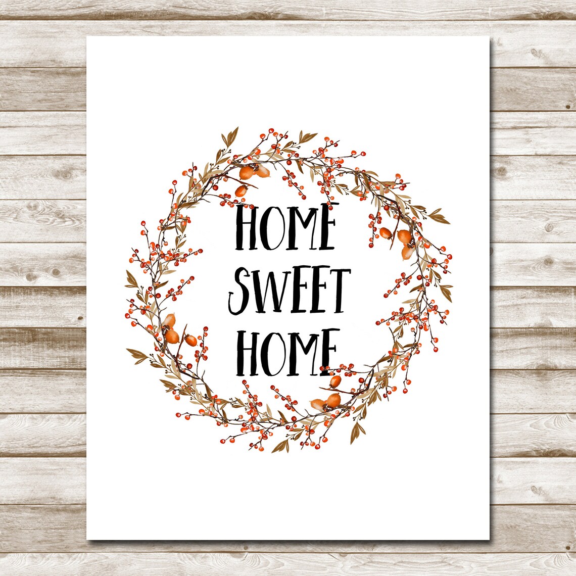 Charming Home Sweet Home Berry Wreath Fall Farmhouse Quote Art Print - Image 4