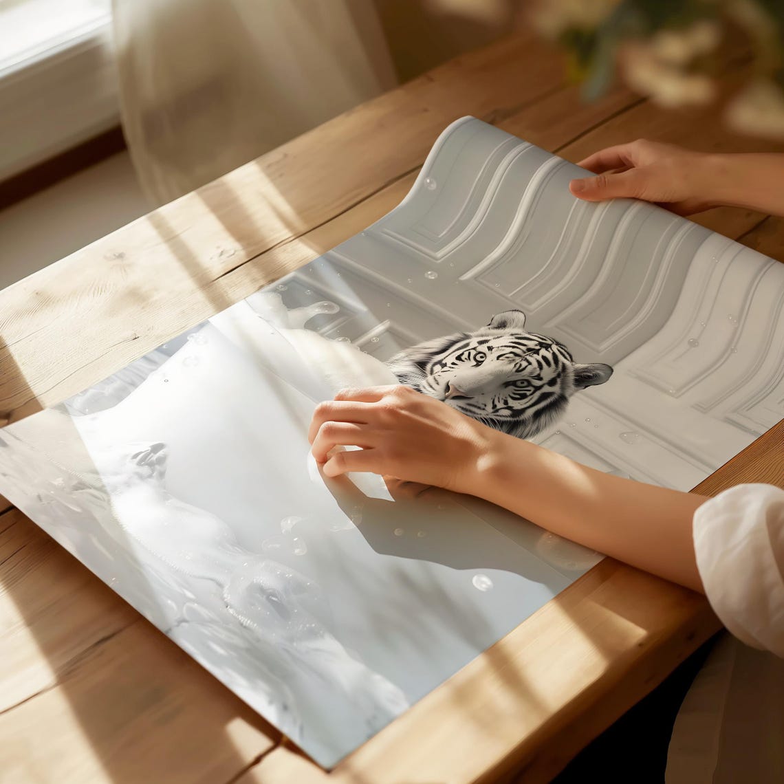 White Tiger Relaxing In A Bathtub With Paw Over The Edge Poster - Image 4