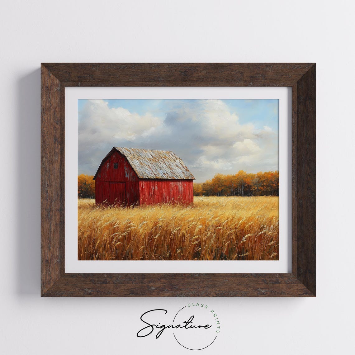 Weathered Red Barn Golden Field Autumn Farm Rustic Fall Wall Art - Image 5