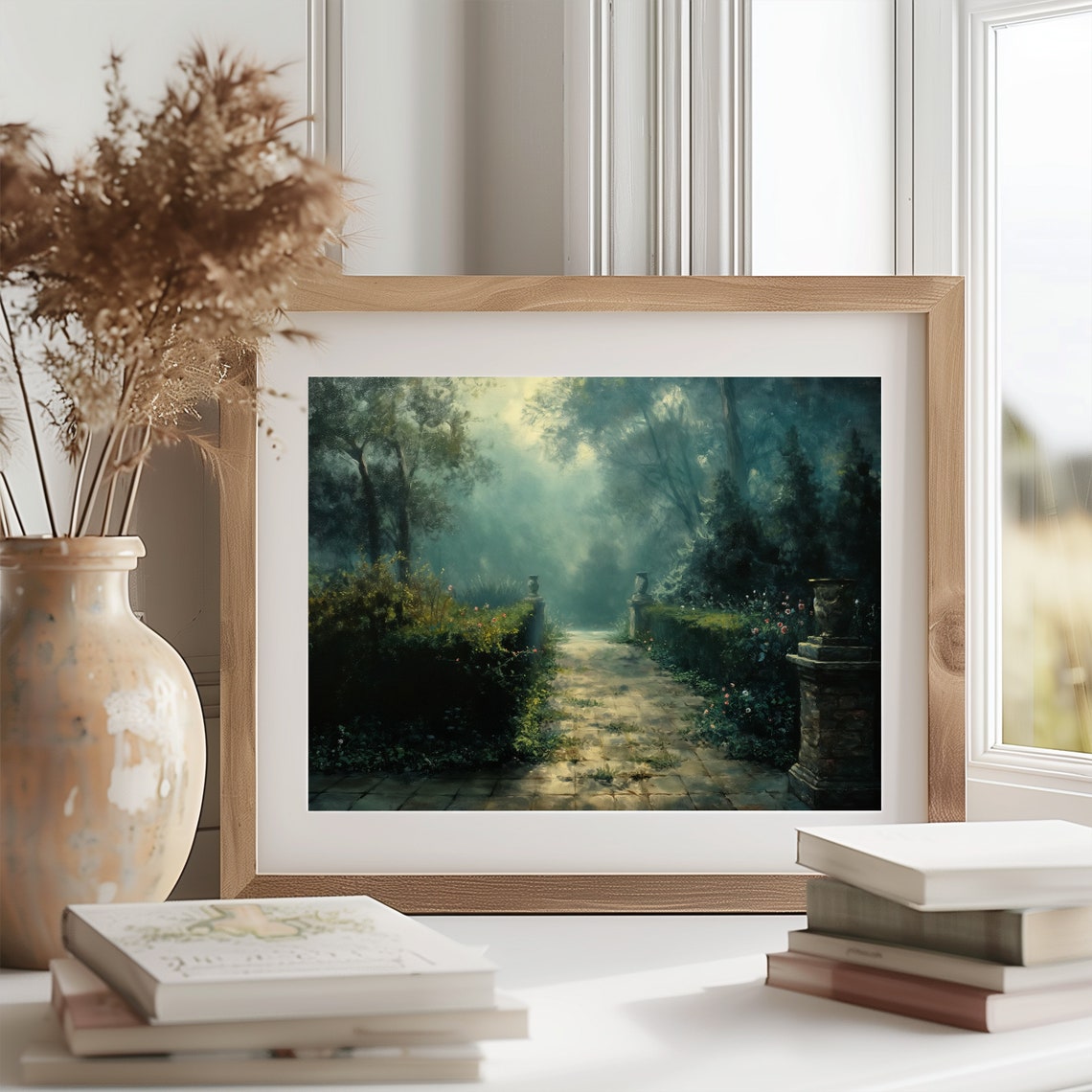 Misty Morning In A French Garden Dreamy Garden Landscape Soft And Serene Art Print Beautiful Wall Decor For Bedroom Or Living Room 864 - Image 2