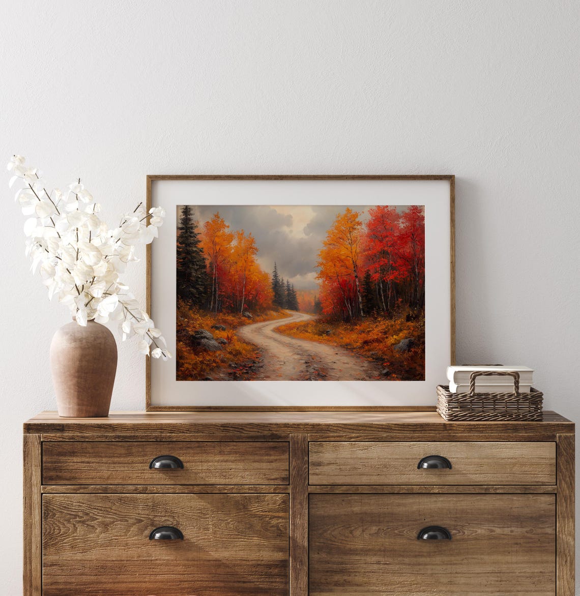 Winding Dirt Road Autumn Forest Fall Foliage Landscape Wall Art - Image 3