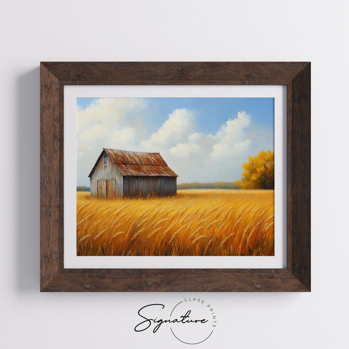 Old Barn Rusty Roof Wheat Field Oil Painting Rustic Farm Poster - Image 5