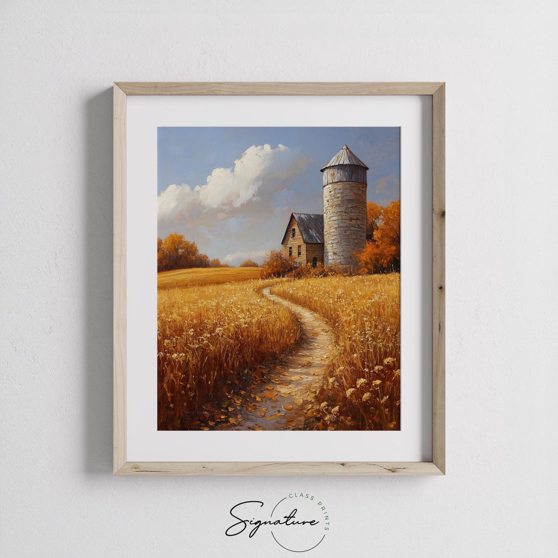 Rustic Silo Small Barn Golden Field Winding Path Autumn Farm Poster - Image 3