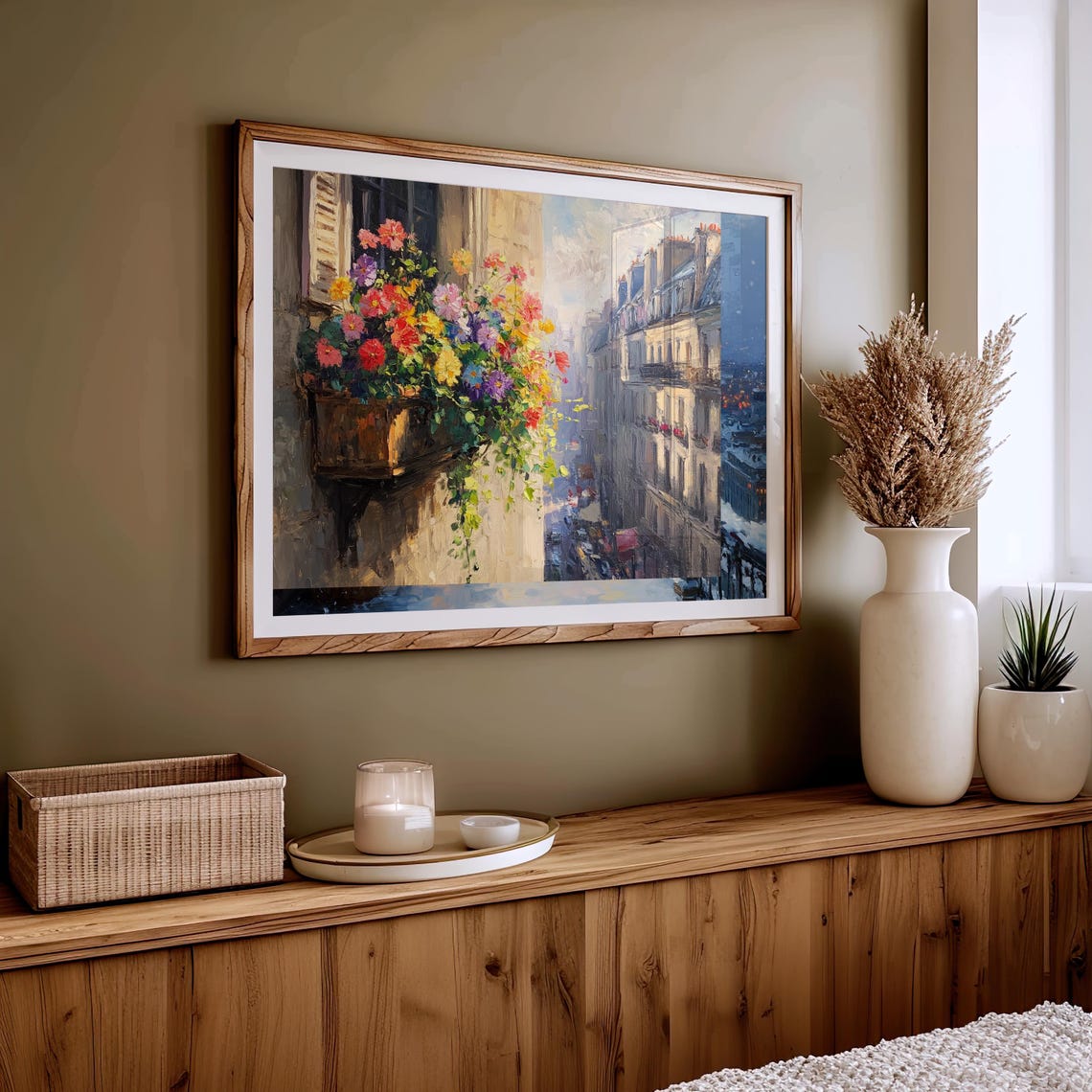 Parisian Balcony Flower Box Overlooking Old Paris Street Travel Poster - Image 4