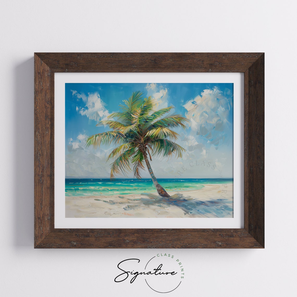Tropical Beach Palm Tree Turquoise Ocean White Sand Scene Poster - Image 5