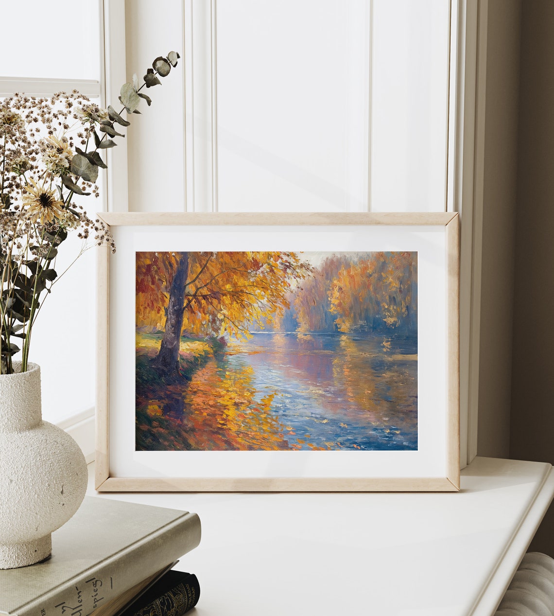 Autumn River With Golden Foliage Serene Fall Landscape Art Poster - Image 6