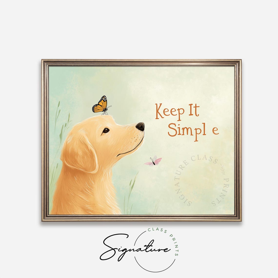 Keep It Simple Golden Retriever Puppy With Butterflies Wall Art - Image 4
