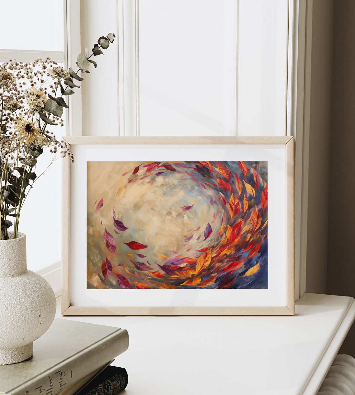Swirling Autumn Leaves Brisk Wind Impressionist Fall Scene Poster - Image 6