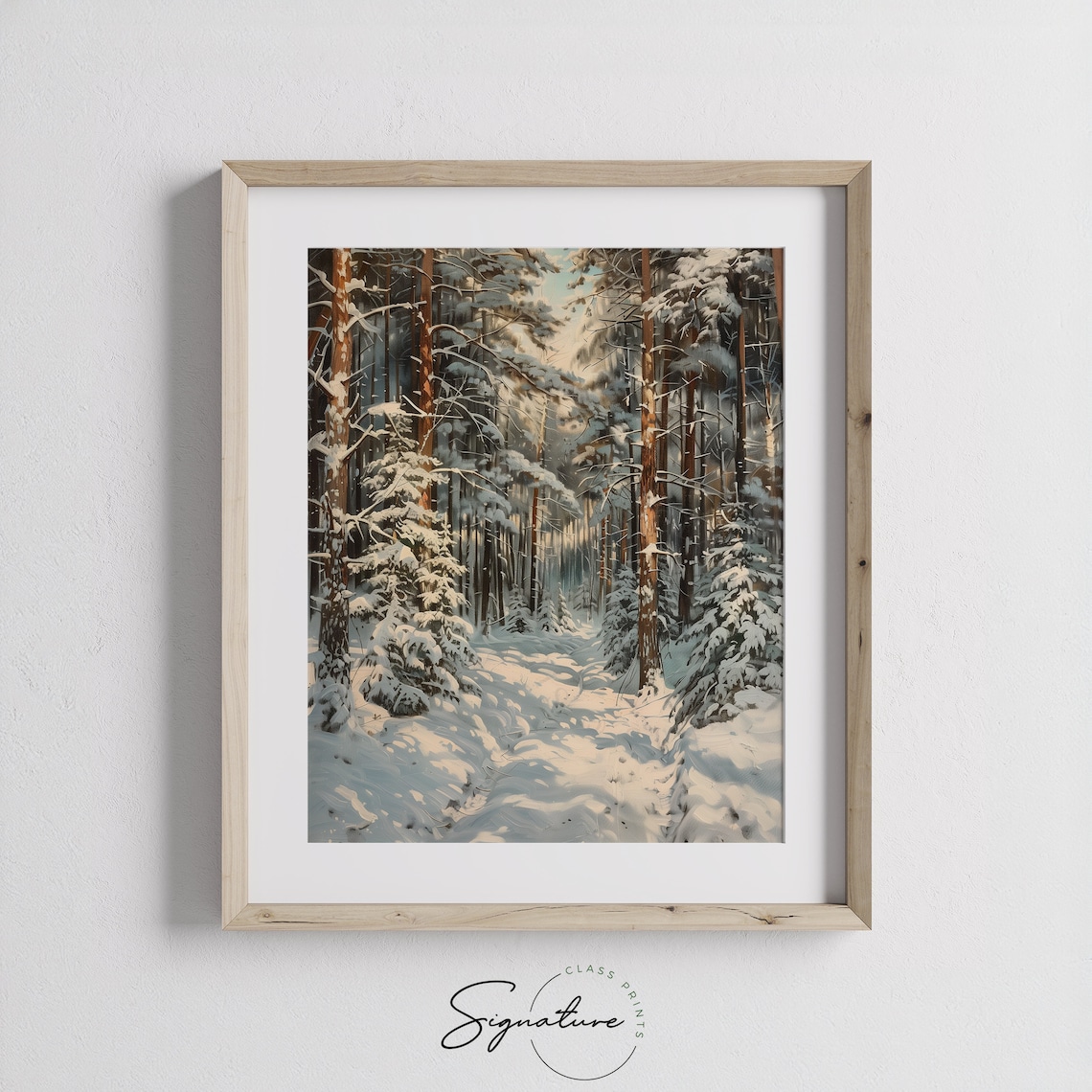 Pine Forest Painting, Winter Woodland Landscape Print - Image 3