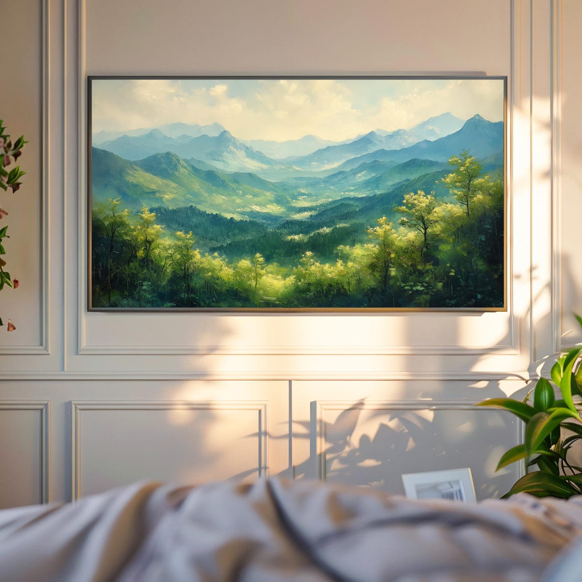 Blue Mountain Ridges Fading Into Mist Peaceful Frame TV Wall Art - Image 6
