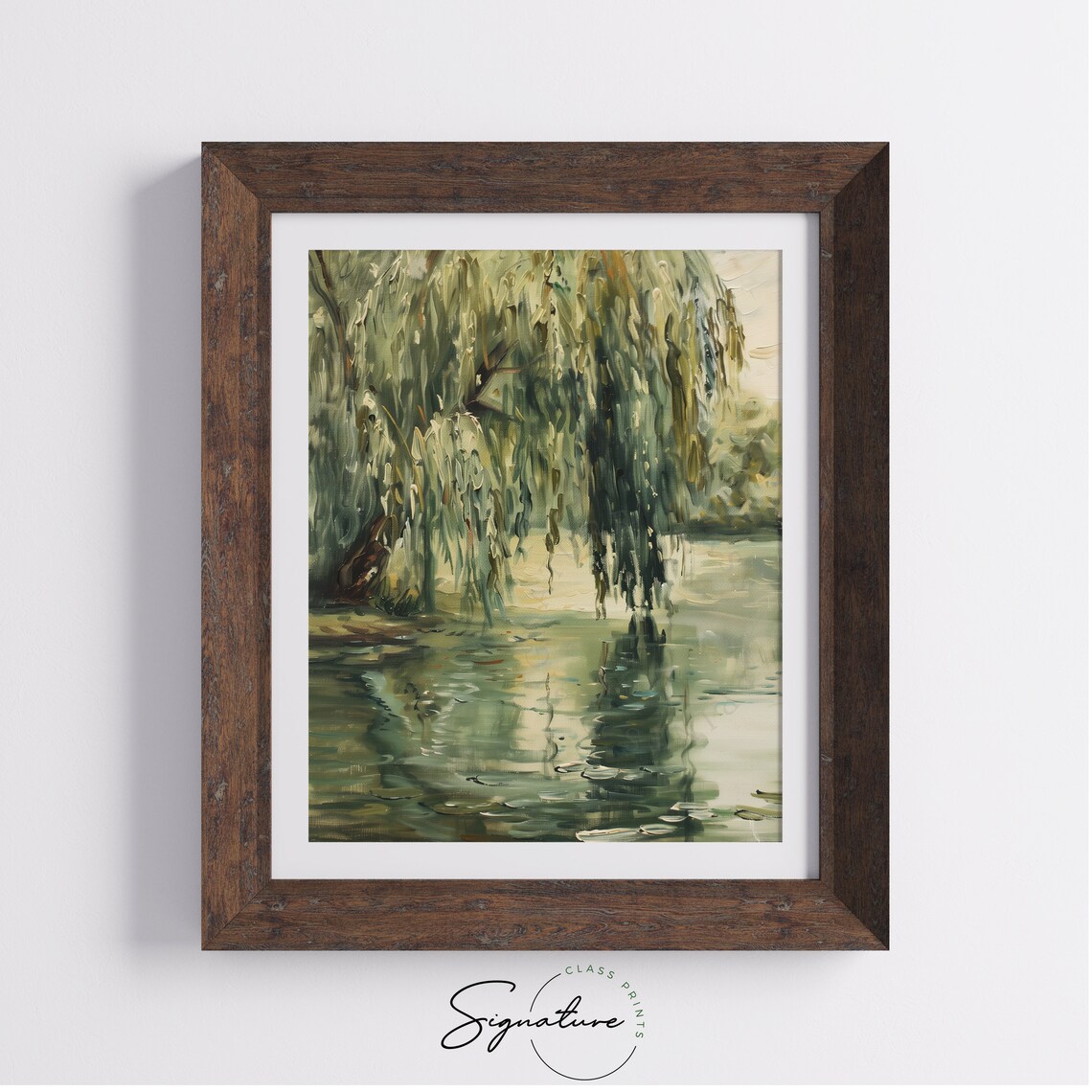 Tranquil Willow Pond Rustic Wall Art Print - Image 4