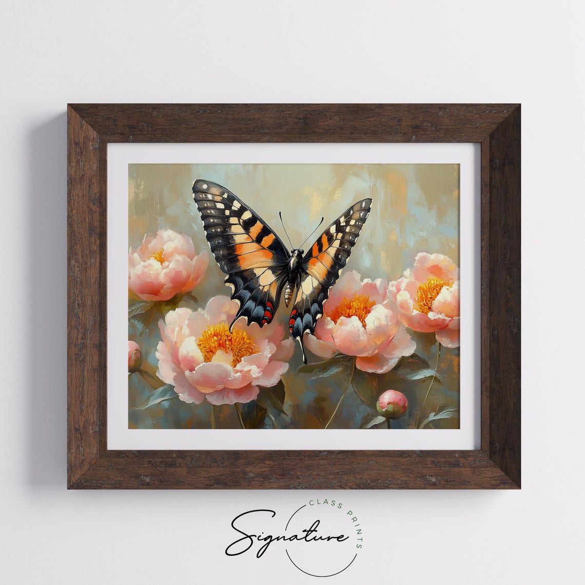 Tiger Swallowtail Butterfly On Pink Peonies Bright Floral Wall Art - Image 5