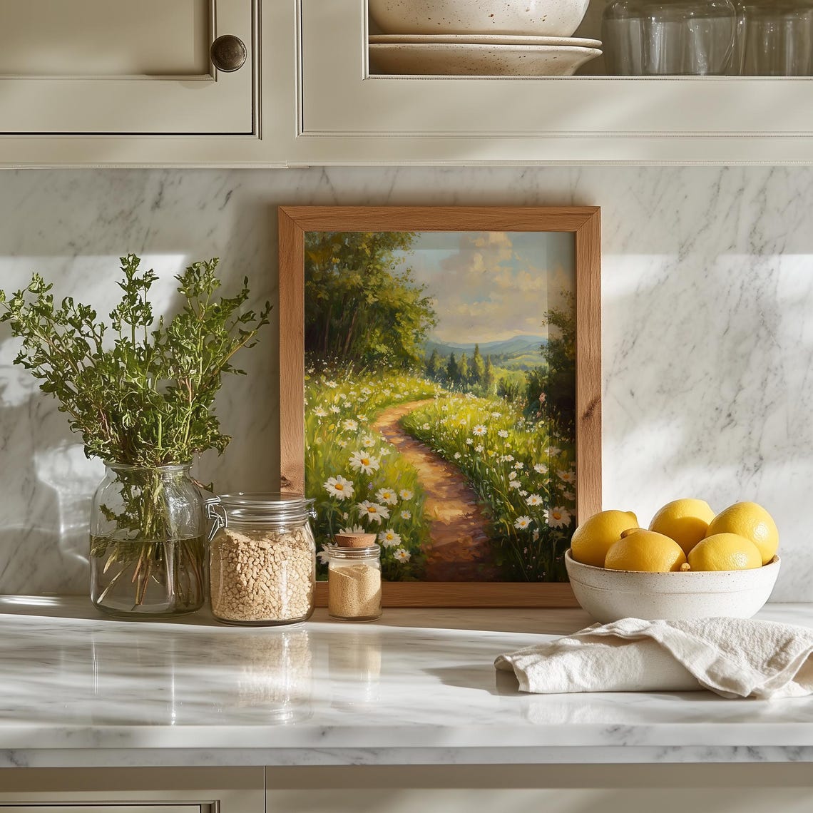 Path Through Wildflower Meadow Daisy Field Spring Landscape Poster - Image 5