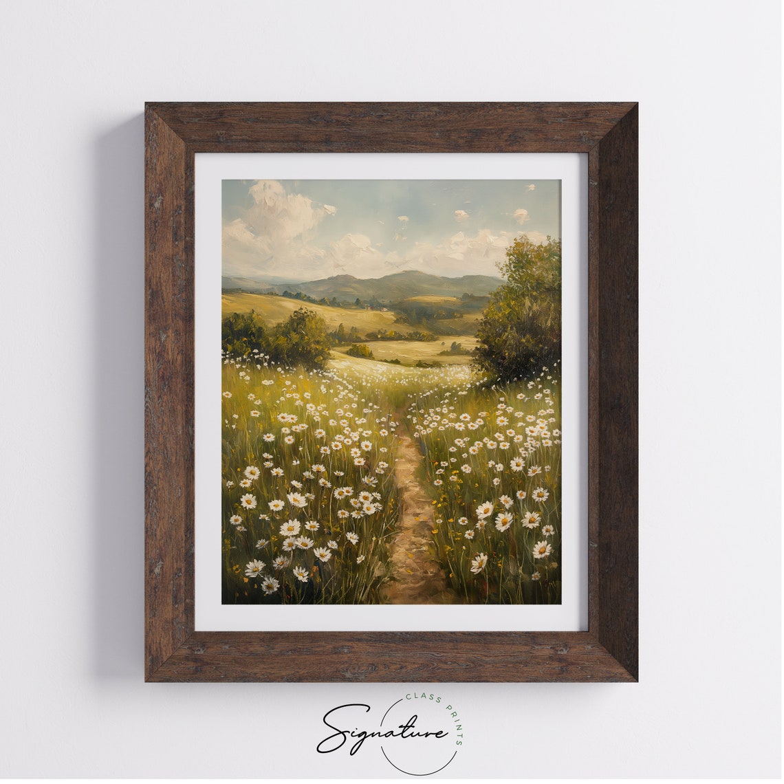 Chamomile Meadow Path Rolling Golden Hills Summer Landscape Poster - Image 4