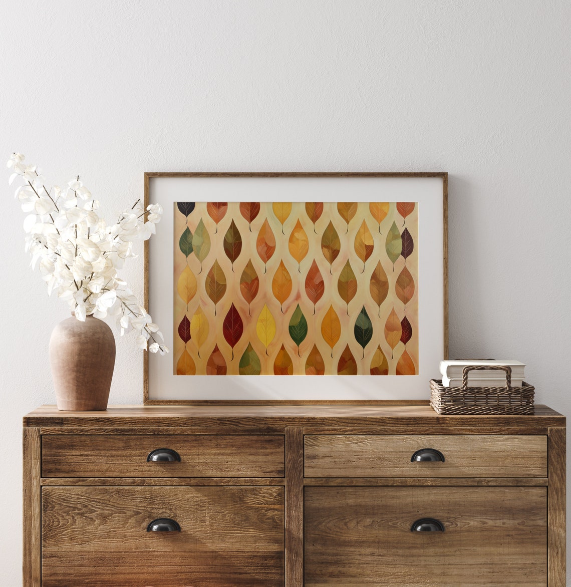 Abstract Leaves Pattern Fall Foliage Repeating Leaf Design Art Poster - Image 3