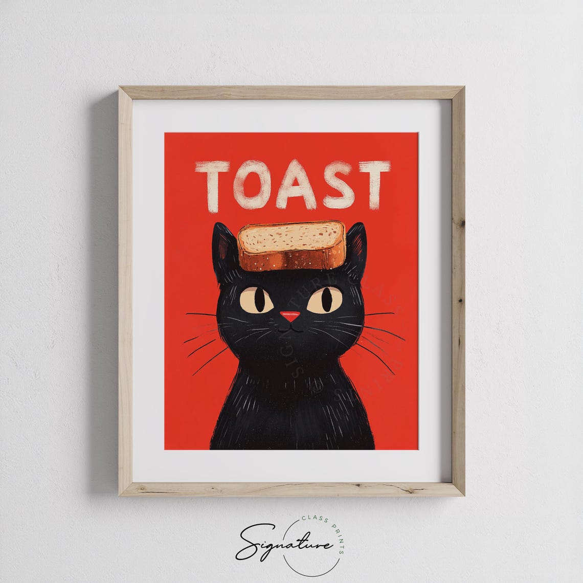 Quirky Toast Black Cat Balancing Toast On Head Funny Cat Poster - Image 3