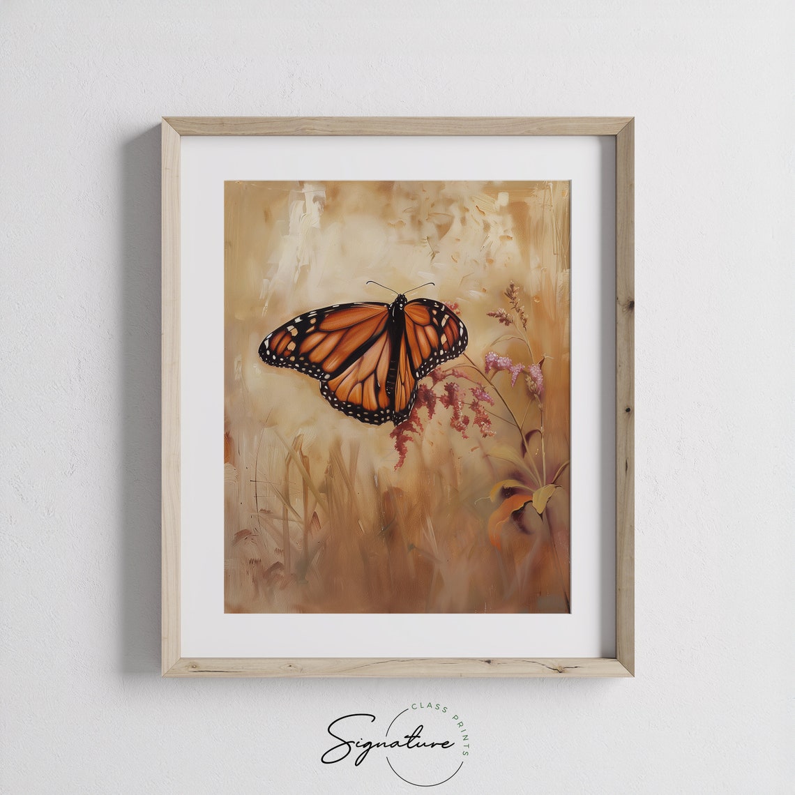 Monarch Butterfly Resting on Milkweed in Warm Autumn Glow Poster - Image 3